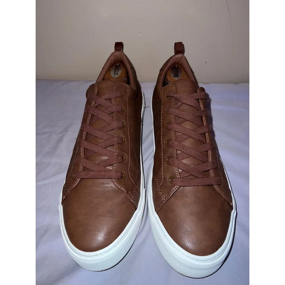 Banana Republic Cognac Faux Leather Sneakers Brown Mens Size 12 Shoe Laces